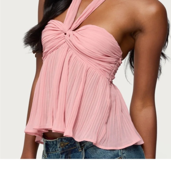 Edikted Tops - Edikted pleated chiffon babydoll halter top